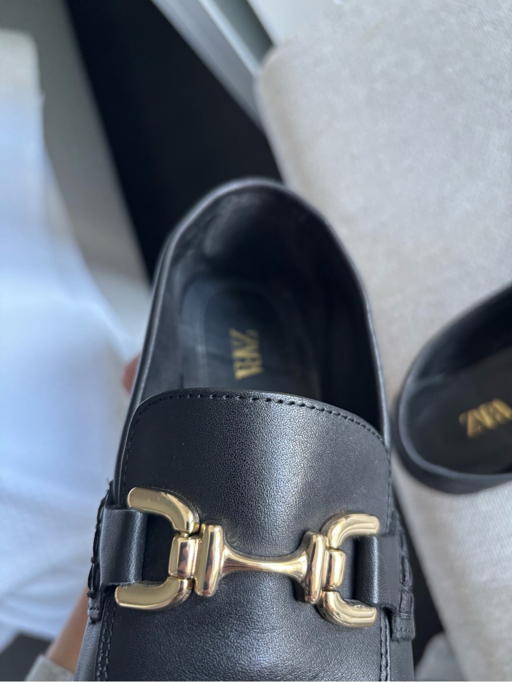 Zara Black Loafers with Gold Horsebit Detail - Picture 5 of 7